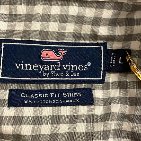 Vineyard Vines Classic Fit Shirt Mens L Gray Checkered - Picture 5 of 9